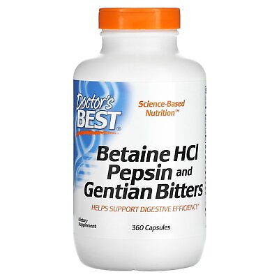 #ad Doctor s Best Betaine HCl Pepsin Gentian Bitters 360 Capsules Gluten Free $29.56