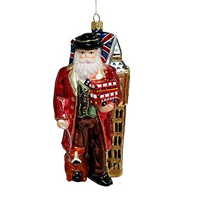 #ad English Santa with Big Ben Trolley and Flag Polish Glass Christmas Tree Ornament $34.98