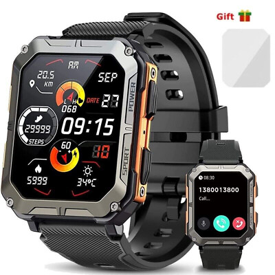 #ad 2024 New Blood Pressure Smart Watch Men Military Fitness Tracker Wristwatch $27.95