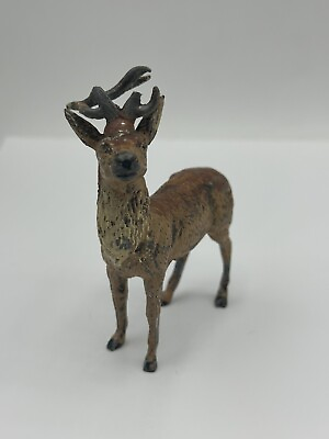 #ad Antique Hand Painted Metal Deer Reindeer Christmas Marked Germany $29.99
