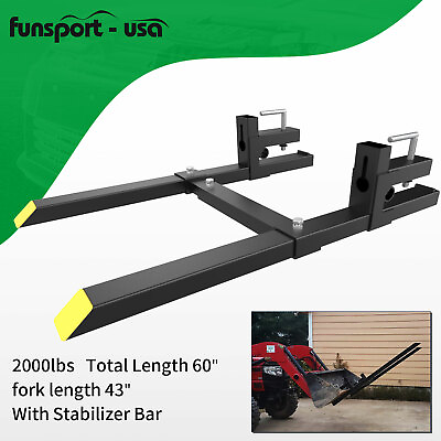 #ad 60quot; Clamp on Pallet Forks 2000lbs w Bar for Loader Bucket Skidsteer Tractor $108.99