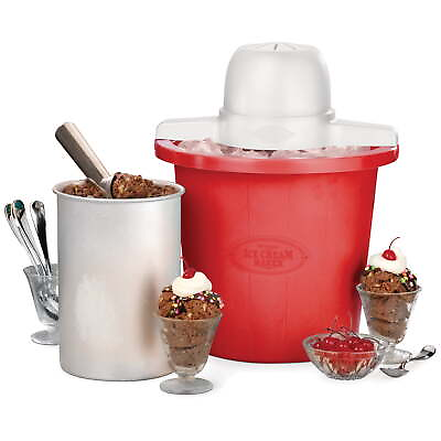 #ad 4 Quart Electric Ice Cream Maker Red $18.32