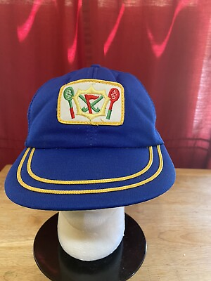 #ad VTG Tennis Golf Club SnapBack Hat Blue Trucker Mesh Cap Logo 80s 90s Retro Y2K $22.21