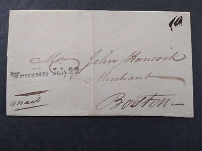 #ad Massachusetts: Worcester 1799 Stampless Cover XF STRAIGHT LINE WITH DATE $175.00