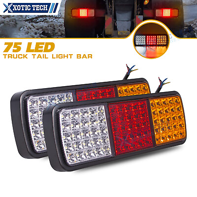 #ad 3 Colored Truck Trailer Stud Mount Integrated Rear Tail Light Lamp Bar Kit 2PCS $45.99