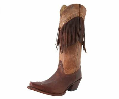 #ad NEW Women Genuine Leather Cowboy Boots Outdoor Party Fashion Brown Cushioned $279.97