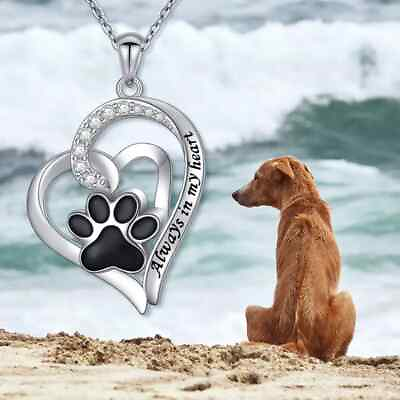 #ad Cute Puppy Paw Heart shaped Pendant Necklace. Gift For Family $11.65