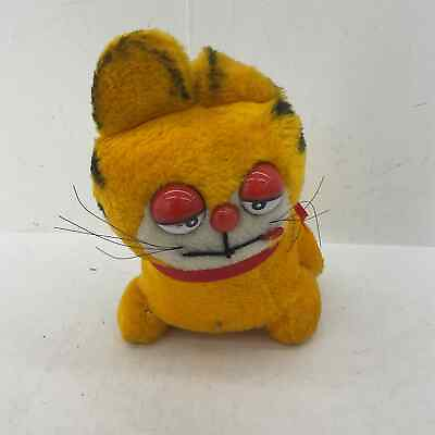 #ad VTG 80s Orange Cute Cat Stuffed Animal Toy Plush Cartoon Comic $18.00