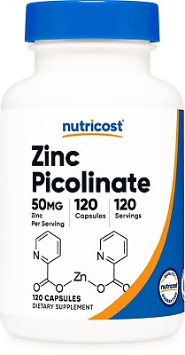 #ad Nutricost Zinc Picolinate 50mg 120 Vegetarian Capsules Gluten Free and Non GMO $15.95