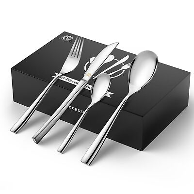 #ad Stainless Steel Cutlery 48 Pieces Stainless Steel Cutlery Set 12 Person Tab... $101.13