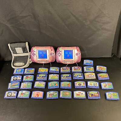 #ad LeapFrog Leapster Learning Game System LOT 2 Handheld systems 30 Games tested $99.99