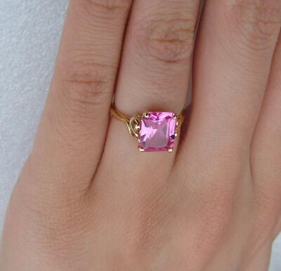 #ad 4.25 Ct Certified Natural Pink Sapphire 925 Sterling Silver Handmade Gift Ring $80.00