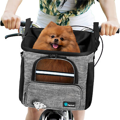 #ad Dog Bike Basket Pet Bicycle Backpack Carrier for Handlebar Puppy Cat Safety Mesh $49.99