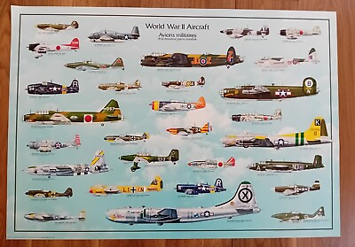 #ad World War II Aircraft Original 1987 Large Poster $28.00