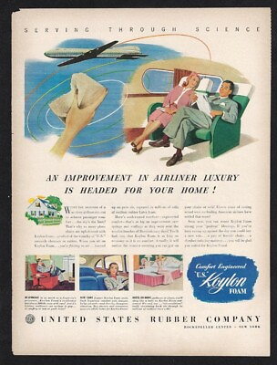 #ad 1946 KOYLON FOAM by U.S. Rubber Print Ad quot;Airliner Luxury Headed for your Homequot; $11.95