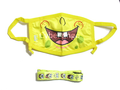 #ad Sponge Bob Children#x27;s Face Mask Washable w Removable Strap NEW SEALED BAG $5.32