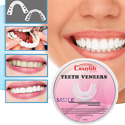 #ad Snap On Pair Upper And Lower Smile Cosmetic Dental White Teeth Denture Veneers $8.50