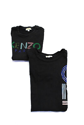 #ad Kenzo Kids Girls Cotton Graphic Print Round Neck Top Dress Black Size 8 10 Lot 2 $42.69
