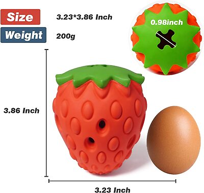 #ad Dog Leak Food Toys Pet Rubber Balls Strawberry Dog Interactive Elasticity Food L $17.00