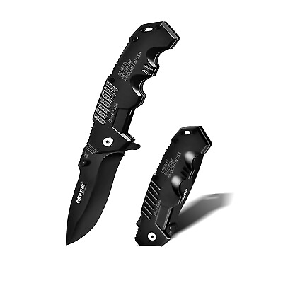 #ad Spring Pocket Knife Tactical Open Folding claw assisted blade fiber black $11.79