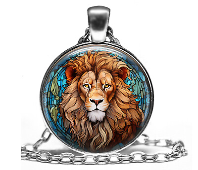 #ad King of Jungle Majestic Lion Glass Top Pendant Necklace Lion Lovers Gift Jewelry $14.95