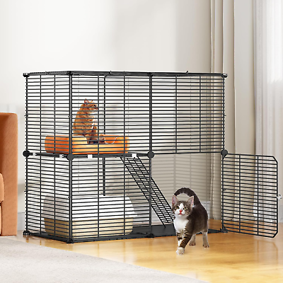 #ad YITAHOME Indoor Cat Cage 2 Tier Kitten Cage House Cat Enclosure Outdoor Small An $154.51