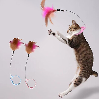 #ad Cat Feather Collar Toy Adjustable Interactive Cat Pet Soft Silicone Bell Gifts% $2.99