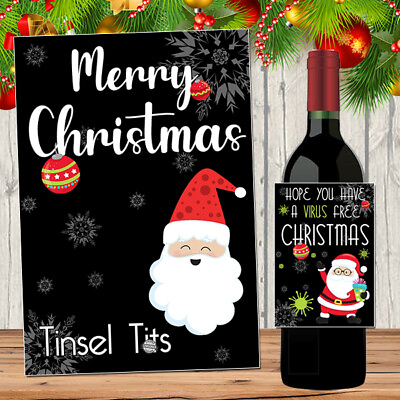 #ad Funny Christmas Wine Bottle Label Him Her Secret Santa Gift Rude Funny Novelty GBP 2.89