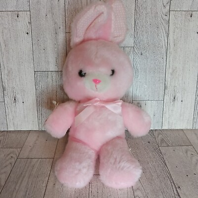 #ad Animal Fair Soft And Safe Pastel Pink Bunny Rabbit Stuffed Plush Hang Tags Bow $24.95
