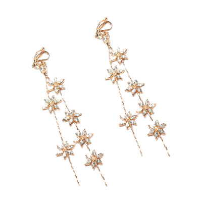 #ad Bridal Flower Dangle Ear Clips on Earings Tassel Earrings Womens $8.16
