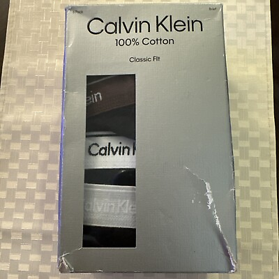 #ad 5 pk Calvin Klein 100% Cotton Classic Fit Mens Trunks Large Black $33.25