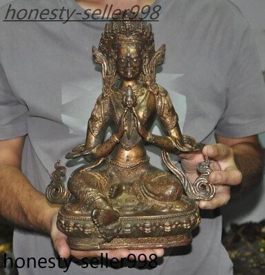 #ad 12#x27;#x27; Tibetan Ancient temple bronze Gilt Vajra Tantra King Kong protector statue $254.15