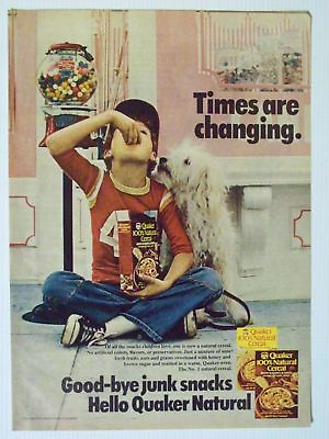 #ad 1974 Quaker Natural Cereal Boy Dog Gum Ball Ad Magazine Print Advertisement Page $9.99