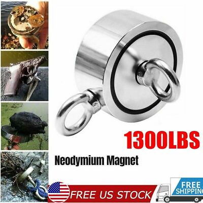 #ad 1300LBS Pull Force Fishing Magnet Kit Super Strong Neodymium Treasure Hunting $27.53