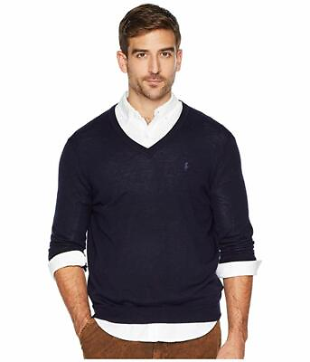 #ad Ralph Lauren Polo Washable Merino Wool Sweater L Large Navy $84.99
