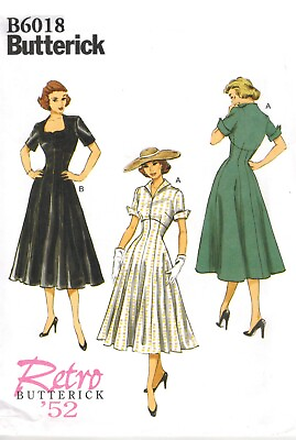 #ad Butterick 6018 Vintage Fit amp; Flare Dress Skirt Retro 50s Sewing Pattern Szs 6 22 $10.95