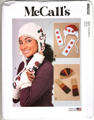 McCall#x27;s M8232 Knit Hat and Fingerless Gloves for Fleece Sewing Pattern New $12.71