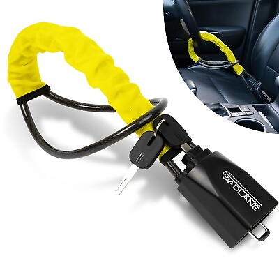 #ad GADLANE Seat Belt Lock Steering Wheel Lock Car Security Anti Theft Device Yellow GBP 15.49