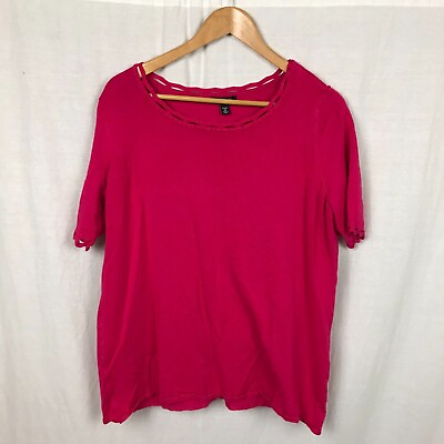 #ad Roz amp; Ali Women#x27;s Short Sleeve Knit Shirt Scoop Neck Solid Pink Size 2X $15.95