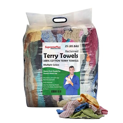 #ad Color Terry Towel 100% Cotton Cleaning Rags 25 lbs. Bag Multipurpose Cleaning $59.39