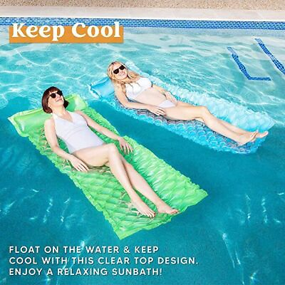 #ad 2Pcs Pocket Inflatable Floating Mat Swim Pool Mattress Raft Lounge Summer $23.99