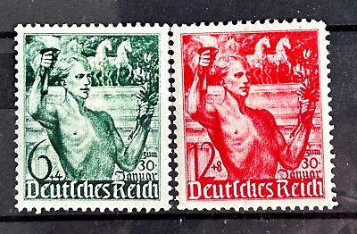 #ad 1938 German Reich full set of 2 stamps MH* 5th Ann of Hitlers Leadership GBP 2.99