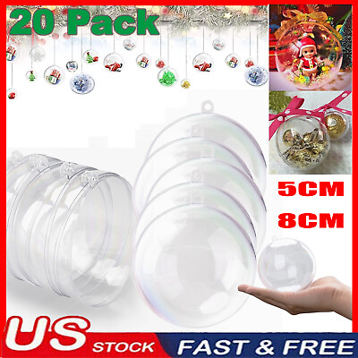#ad 40Pcs Clear Ball Fillable Baubles DIY Sphere Craft Christmas Tree Ornament Decor $11.39
