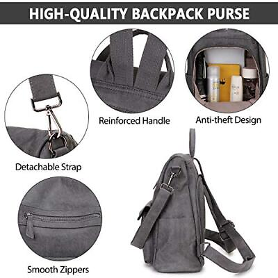 #ad Backpack Purse for WomenFashion Anti Theft PU Leather Travel Grey Backpack $71.04