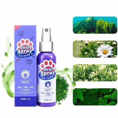 #ad Pet Teeth Breath Cleaning Dog Cat Spray Care Cleaner 60ML Pet Breath Freshener $7.89