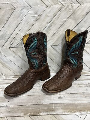 #ad Cavender’s Caiman Alligator Mens Brown Leather Square Toe Cowboy Boots Size 14D $159.77