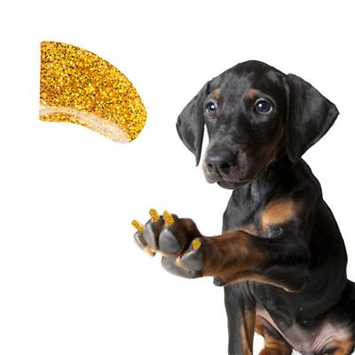 #ad 24k GOLD GLITTER 60 PIECE Soft Nail Caps for Dog Claws PRETTY CLAWS Paws $12.89
