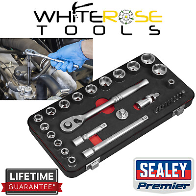 #ad Sealey Socket Set 3 8quot;Sq Drive 31pc Premier Platinum Series GBP 48.95