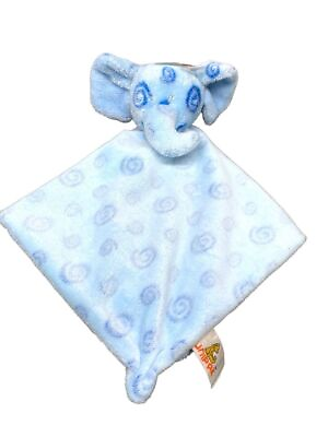 #ad Unipak Elephant Lovey Blue Swirl Spot Plush Security Blanket Knoted Corners 2011 $23.99