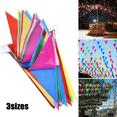 #ad 100m 150 Flags Bunting Banner Multicolored Cloth Birthday Wedding Party Decor $24.32